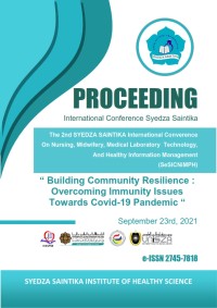 The 2nd SYEDZA SAINTIKA Proceeding International Conference On Nursing, Midwifery, Medical Laboratory  Technology, and Healthy Information Management
(SeSICNiMPH) : Building Community Resilience : Overcoming Immunity Issues Towards Covid-19 Pandemic